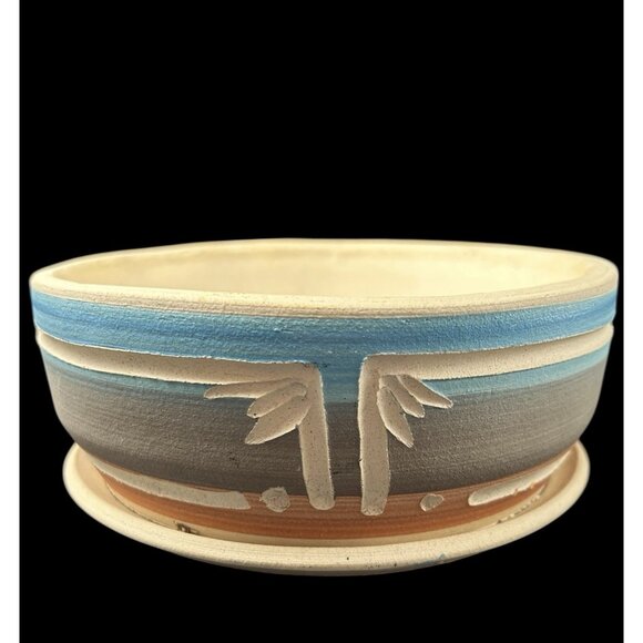 Vtg Southwest Superstition Stoneware Succulents Planter Clay Pottery 7” Incised - Picture 2 of 9